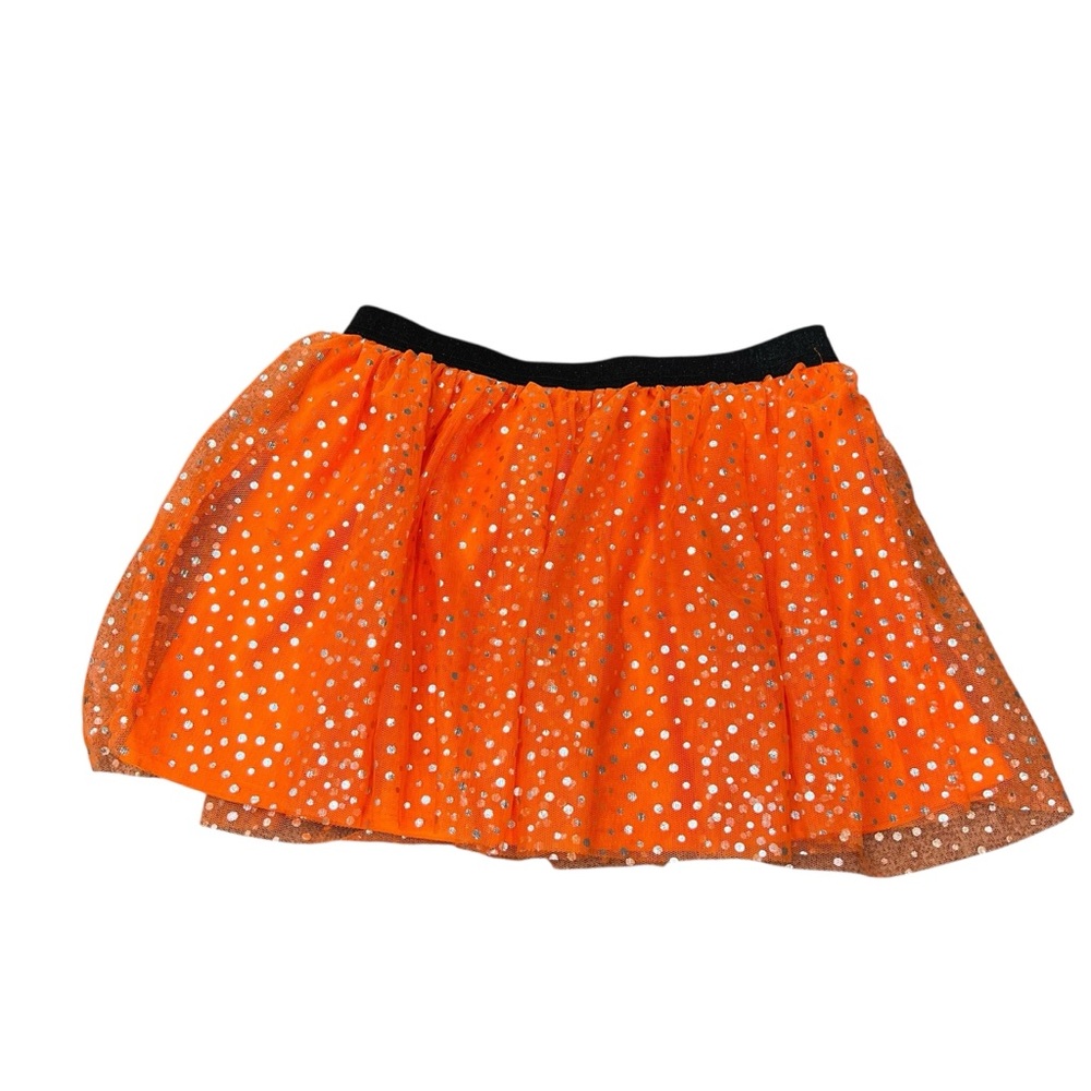 Way to Celebrate M 7-8 Glittery Orange Kids Tulle Skirt Halloween costume party